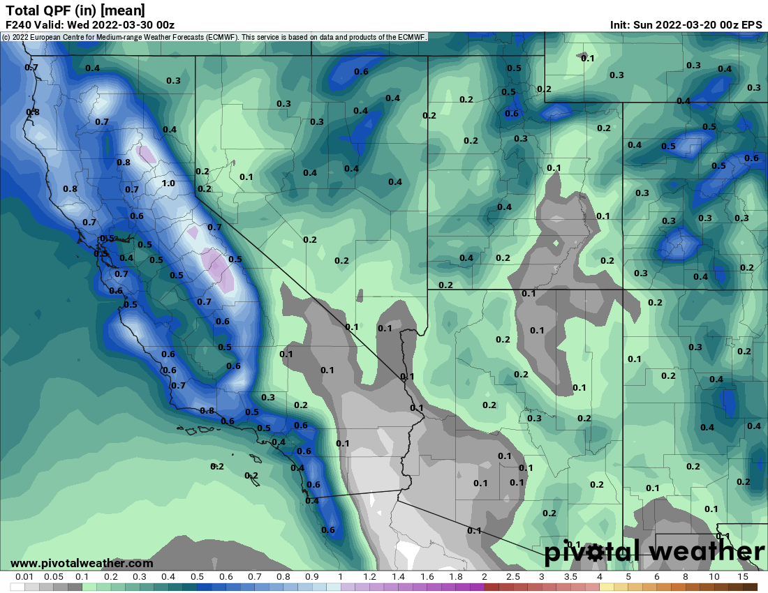 QPF EPS for Mammoth Mountain and Mammoth Lakes Weather
