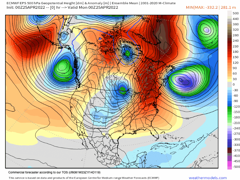 10 Day - 14-km EPS Global North America 500 hPa Height Anom-2